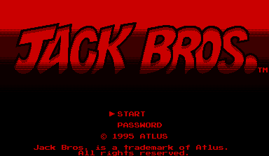 Jack Bros. title screen for Virtual Boy